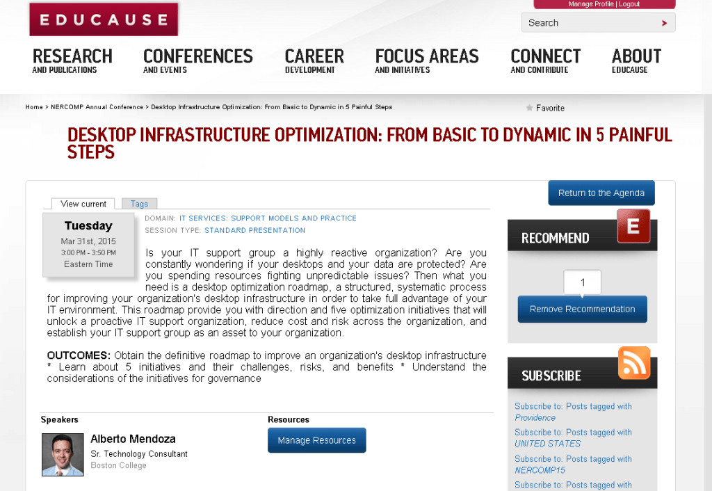 Nercomp Conference 2015 Presentation Session